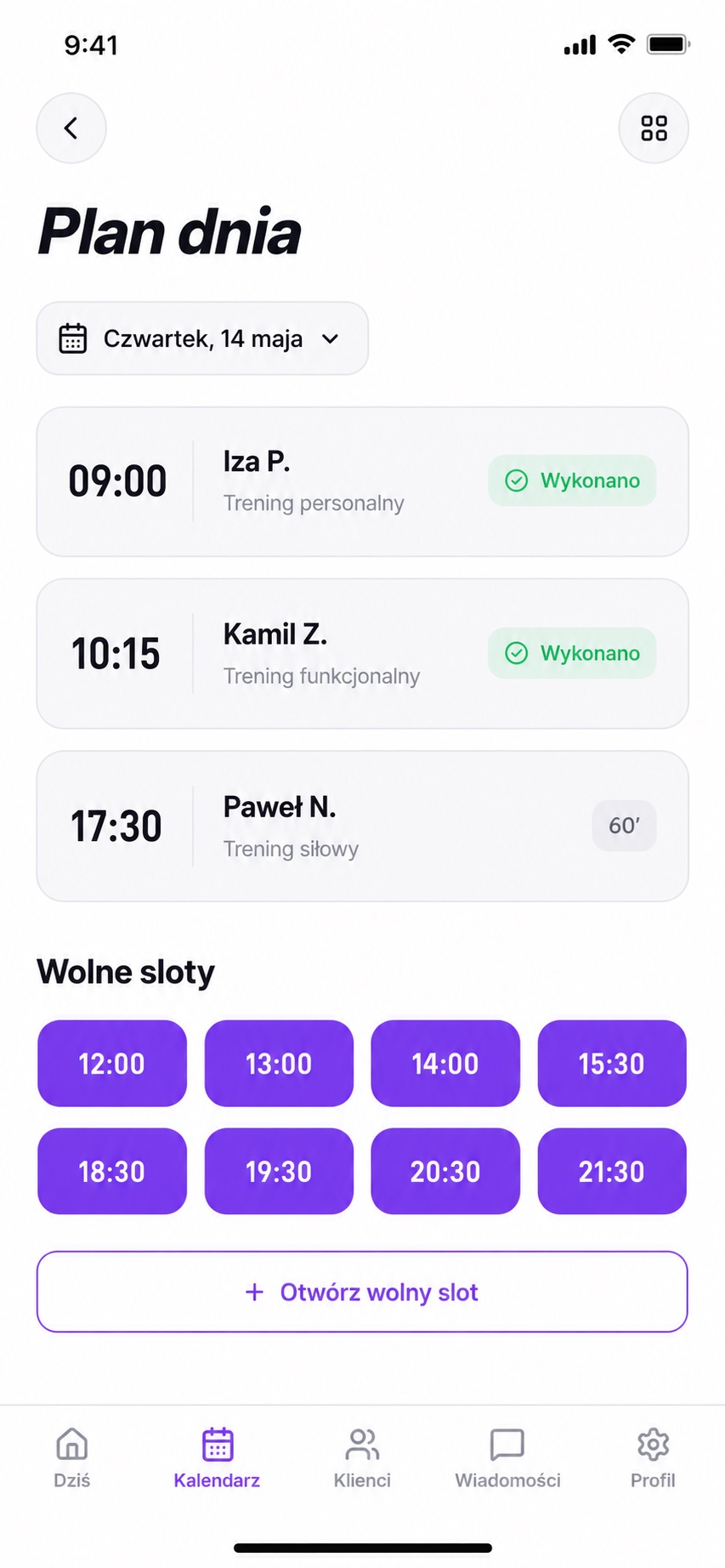 Plan dnia trenera