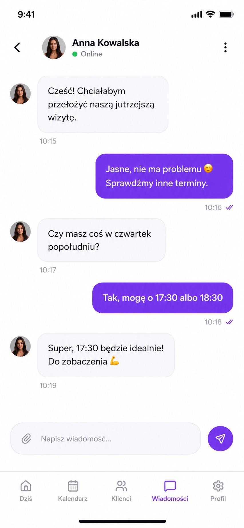 Wiadomości z klientem
